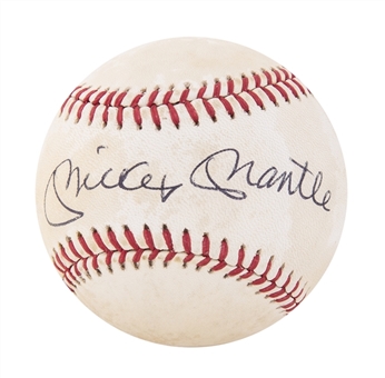 Mickey Mantle Signed OAL Brown Baseball (JSA)